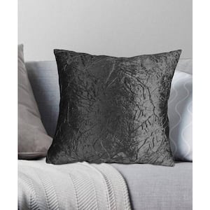 Milan Crushed Velvet Decorative Pillow 18 in. x 18 in. inches Black