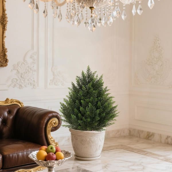 Vitalismo 2-Sets 2 ft. Artificial Cedar Bush Shrubs with Ground