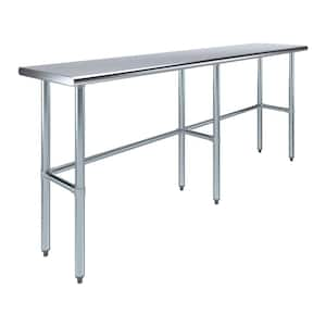 18 in. x 84 in. Stainless Steel Open Base Kitchen Utility Table Metal Prep Table