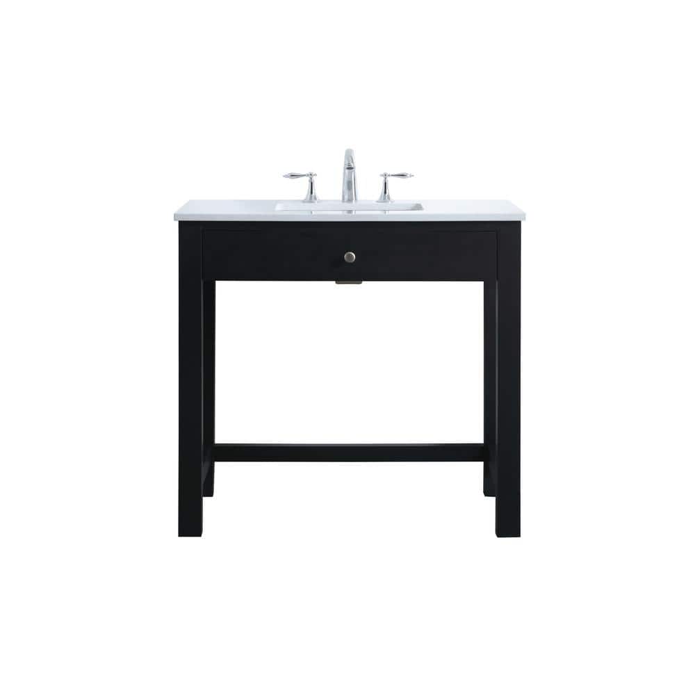 36 in. W x 21.5 in. D x 34 in. H ADA Bath Vanity in Black with White Engineered Marble Top price history on PriceWatchPro