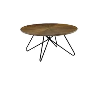 39 in. Brown Round wood Top Coffee Table