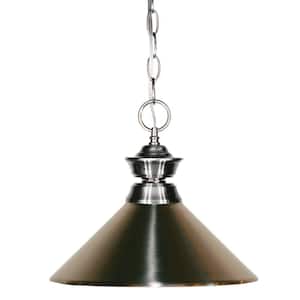 Lawrence 1-Light Shaded Brushed Nickel Incandescent Ceiling Pendant Light with No Bulb Included