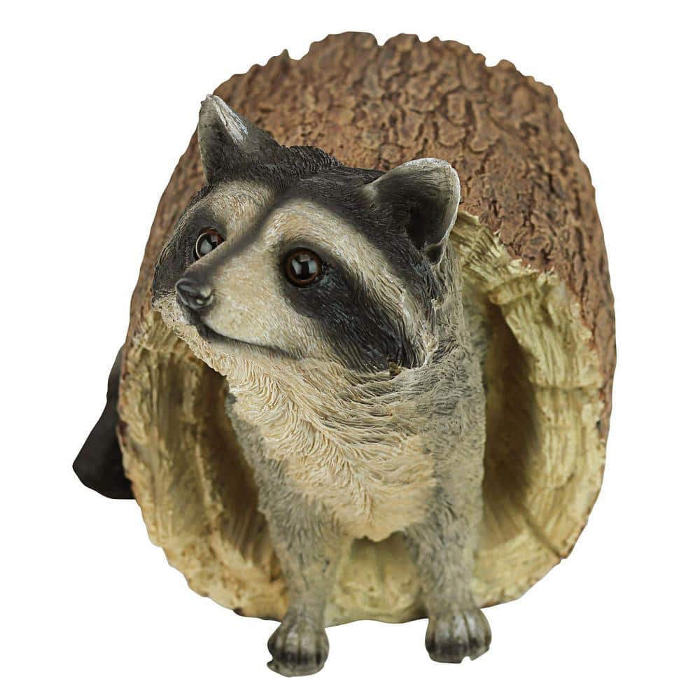 Hand-Painted Cast Stone Resin Raccoon Garden Statue