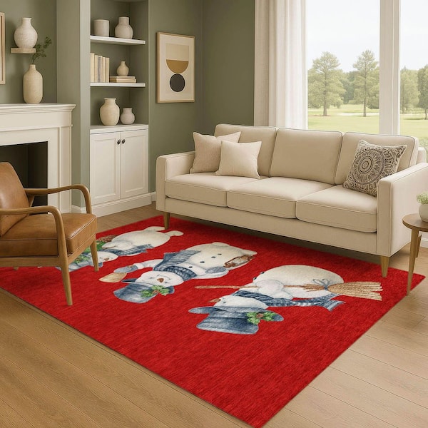 Mayfield Premium Machine Washable Abstract AMF1826 Red 10 ft. x 14 ft. Area Rug