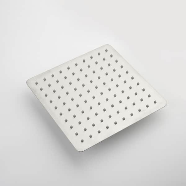 Fapully 1-Spray Pattern 10 in. Single Wall Mount 304 Stainless Steel Waterfall Fixed Shower Head in Brushed Nickel