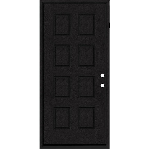Steves & Sons Regency 32 in. x 80 in. 8-Panel LHIS Onyx Stain Mahogany Fiberglass Prehung Front Door