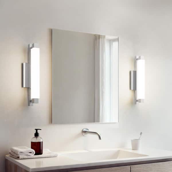 Albion 20 in. 1-Light Chrome LED Modern Contemporary Bathroom Vanity Light Bar with White Acrylic Shade