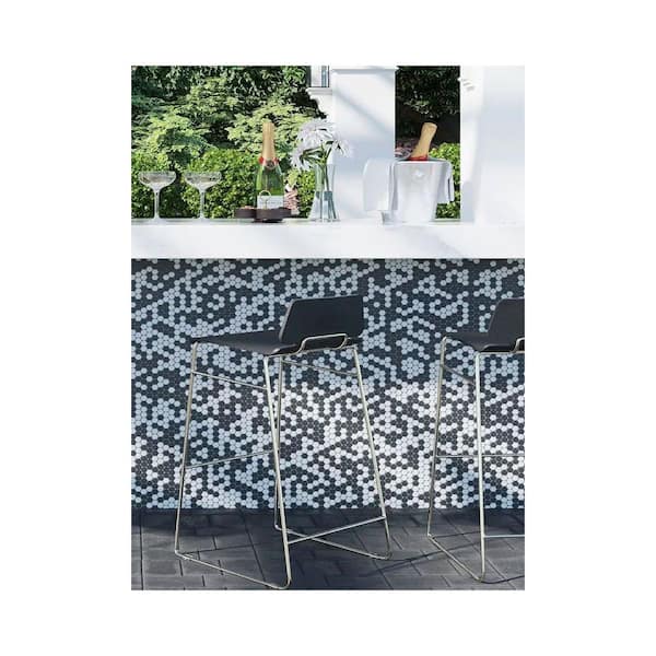 Noir Luxe 11 in. x 12 in. Tumbled Black, White Marble Mosaic Penny Round Wall and Floor Tile (4.83 sq. ft./case)-5 Pack