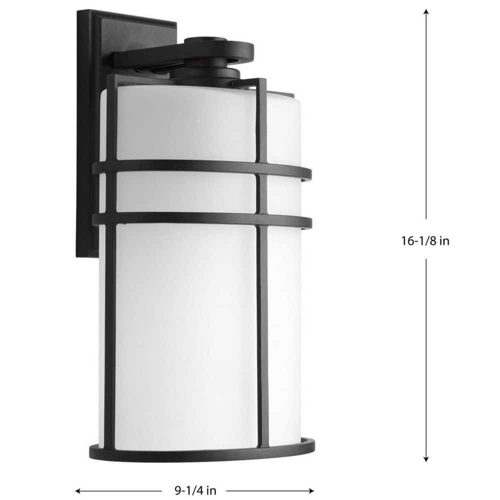 Black Aluminum Dimmable Outdoor Wall Sconce with Etched Glass