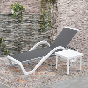 Gray Adjustable Aluminum Outdoor Chaise Lounge Chair (2-Piece) with Arm All Weather Pool Chairs for Outside, in-Pool