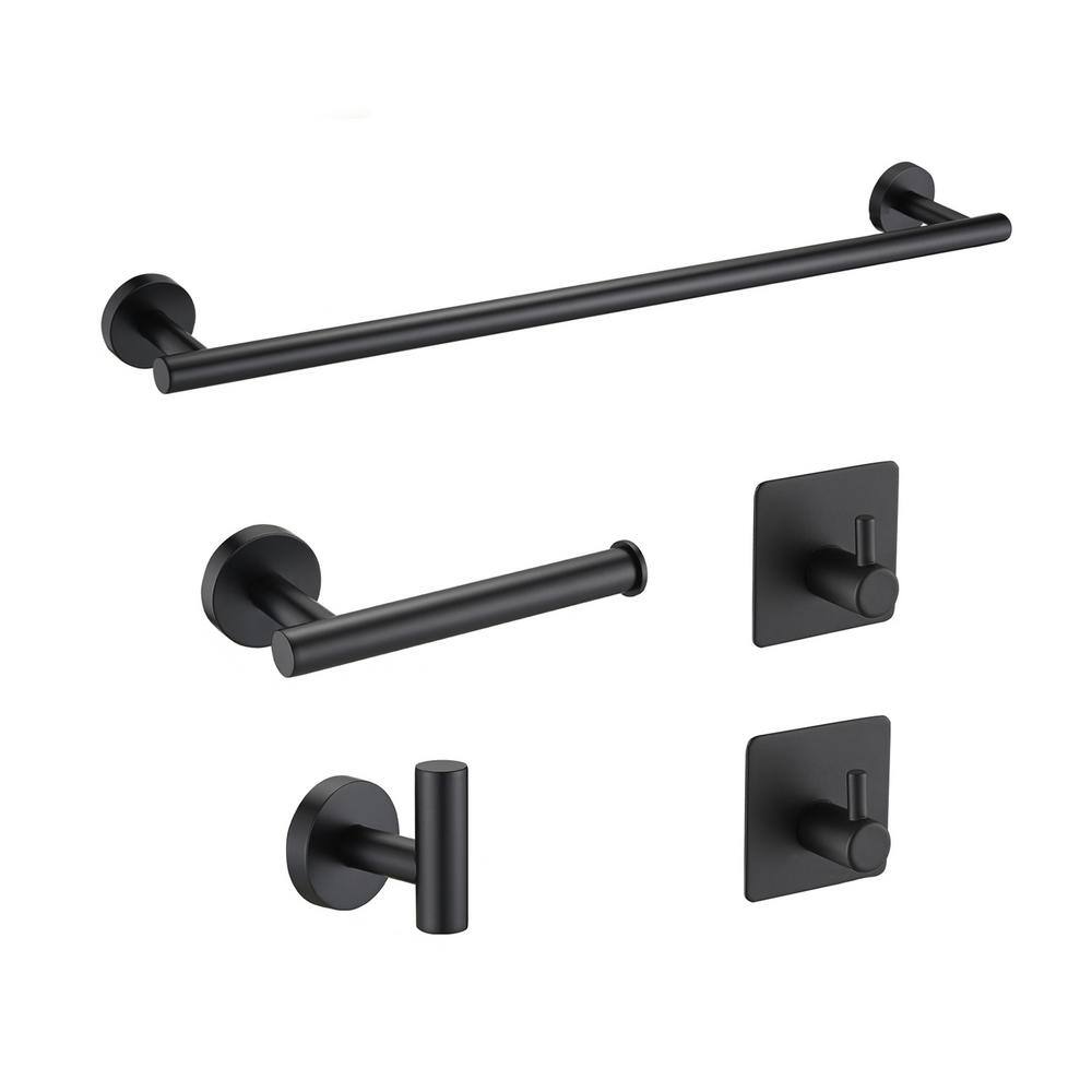 Maincraft 5-Piece Wall Mount Bathroom Towel Rack in Matte Black W12 ...