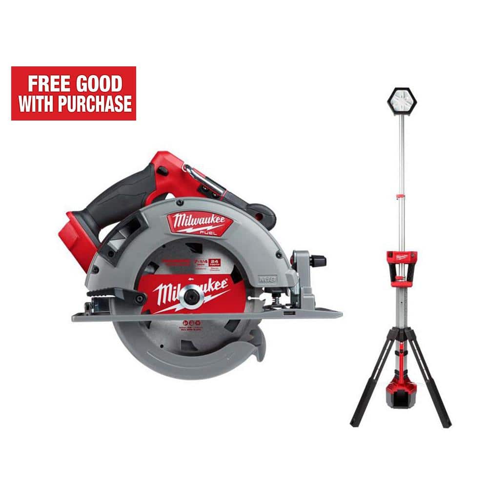 Milwaukee M18 FUEL 18V Lithium-Ion Brushless Cordless 7-1/4 in. Circular Saw & Rocket Tower Light