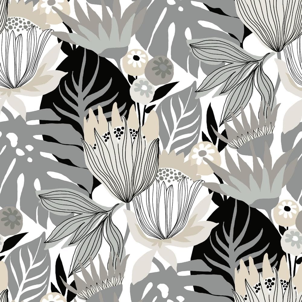 Retro Tropical Leaves Grey and Beige Peel and Stick Wallpaper (Covers 28.29 sq. ft.) price history on PriceWatchPro