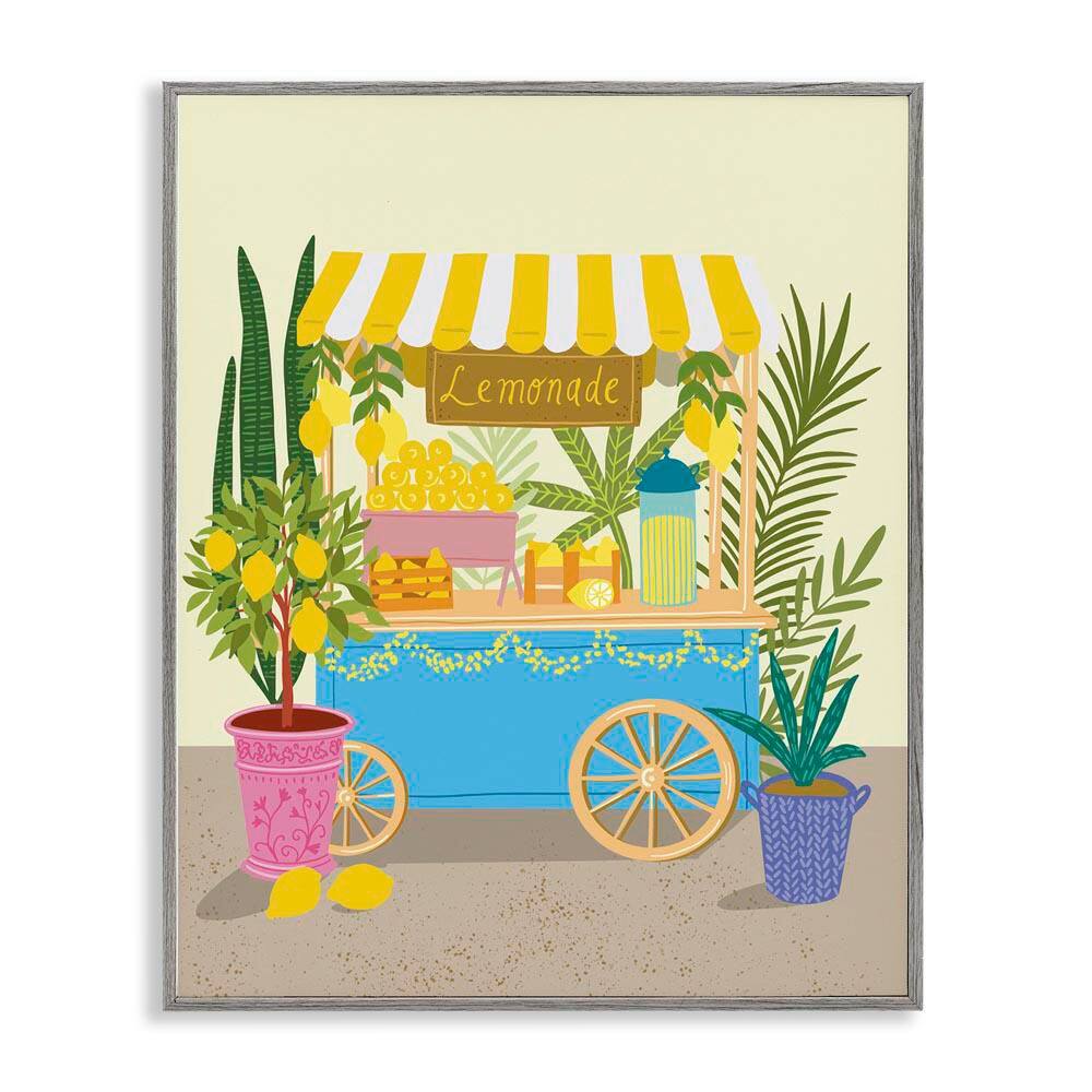 Food Market Lemonade Stand by Jo Reid Gray Framed Food Giclee Art Print 14 in. x 11 in. price history on PriceWatchPro