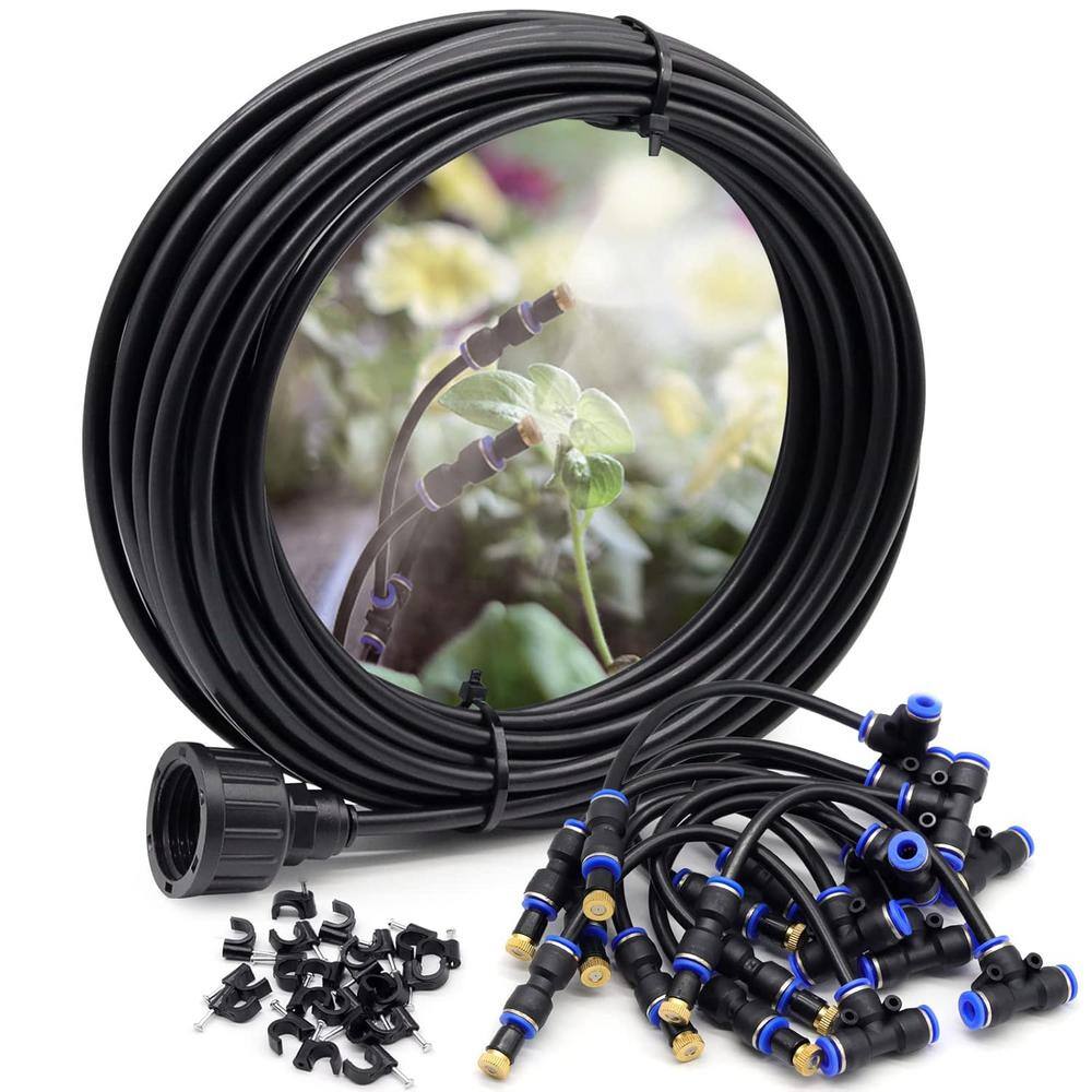33FT Patio Misting System - 10 Brass Nozzles, DIY Cooling Kit For Outdoor Patio, Greenhouse, Pool Area