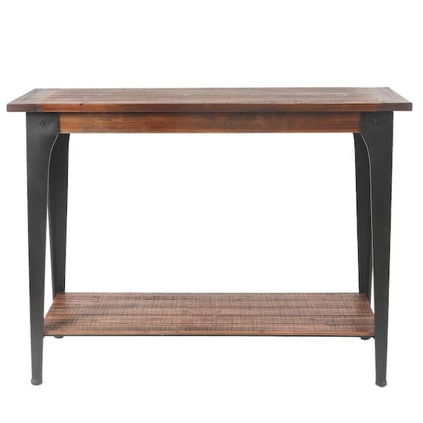 LuxenHome 30.13 in. Brown Wood Console Table