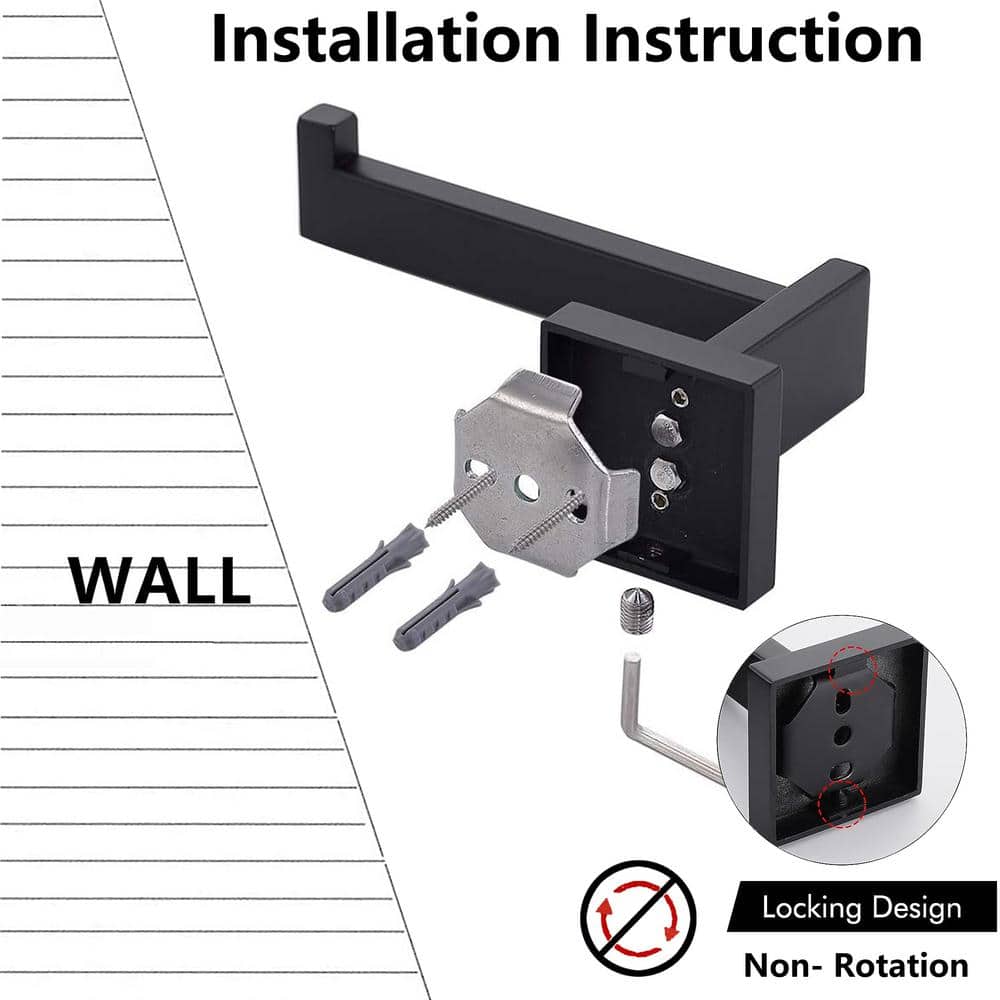 Matte Black Stainless Steel Wall Mounted Toilet Paper Holder, 2 Pack