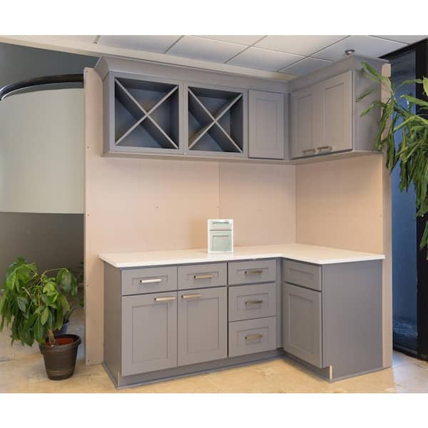 Lancaster Gray Plywood Shaker Stock Assembled Wall Kitchen Cabinet 36 in. W x 42 in. H x 12 in. D