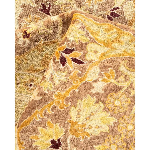 Eclectic Brown 6 ft. x 9 ft. Floral Wool Indoor Area Rug