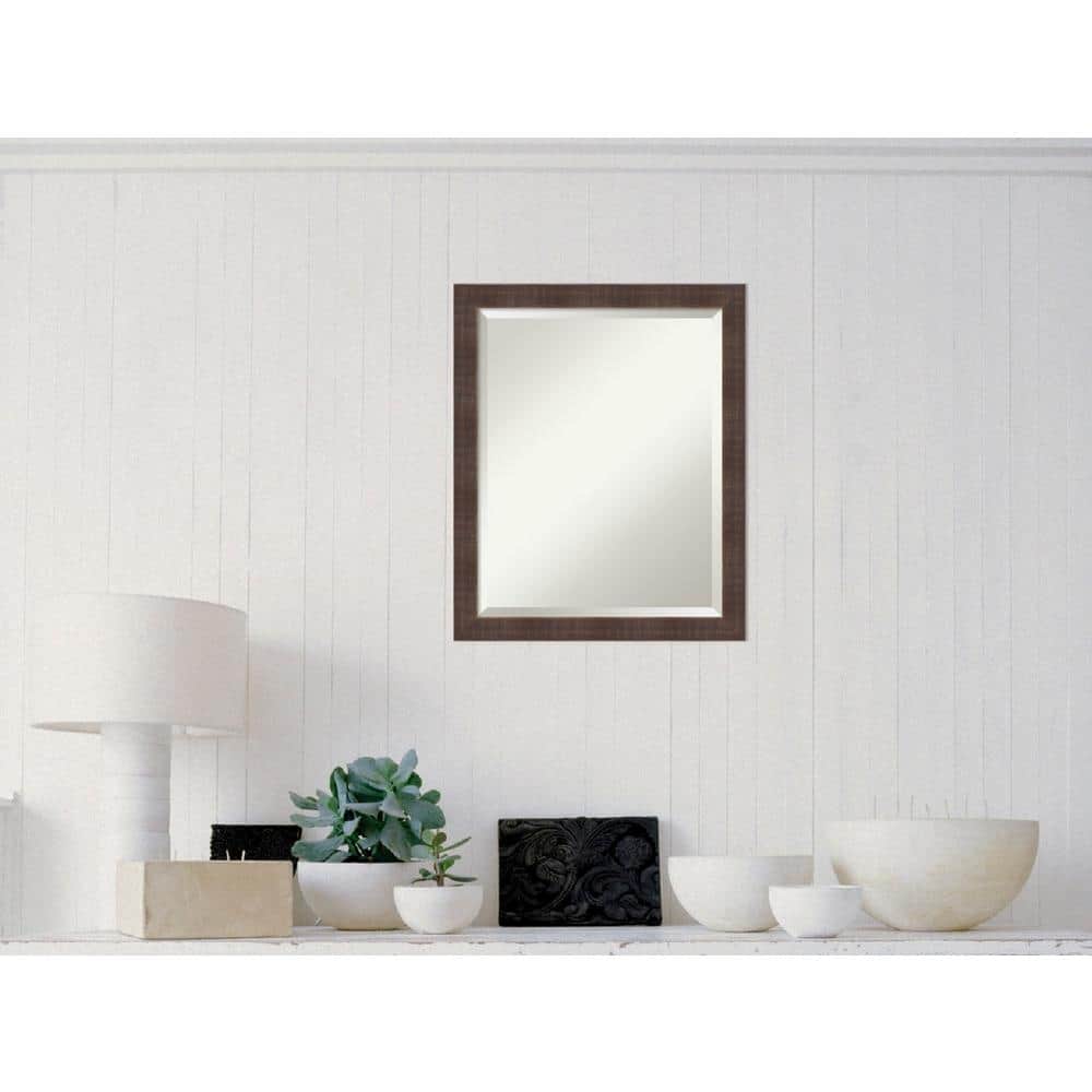 Medium Rectangle Rustic Brown Casual Mirror (22.25 in. H x 18.25 in. W)