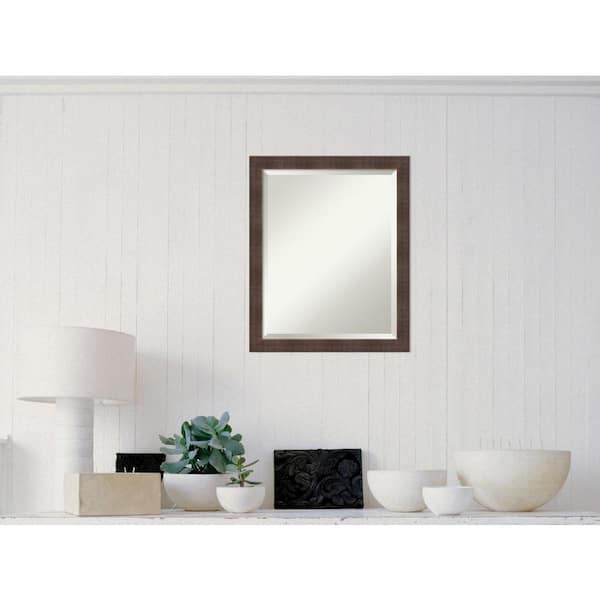 Amanti Art Medium Rectangle Rustic Brown Casual Mirror (22.25 in. H x 18.25 in. W)