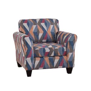 Transitional Flared Arm Multi Colored Chenille Upholstered Arm Chair Set of 1 with Reversible Cushions