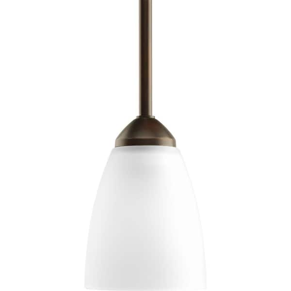 Progress Lighting Gather Collection 1-Light Antique Bronze Mini Pendant with Etched Glass