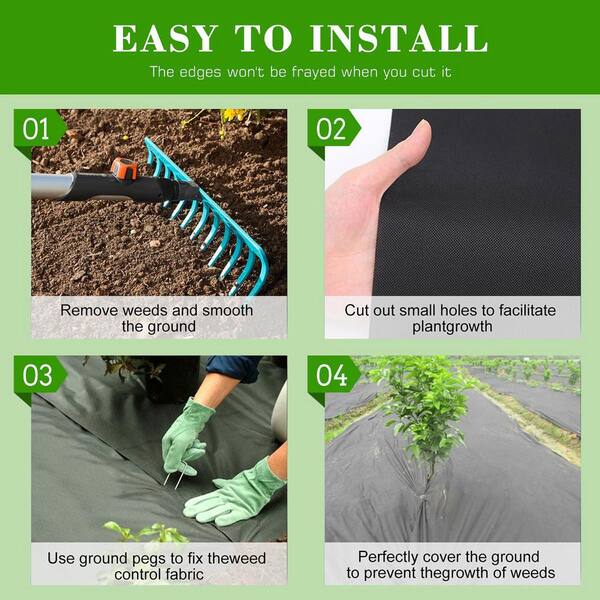 Agfabric 3 Ft. X 50 Ft. Biodegradable Weed Barrier Nonwoven Landscape Fabric For Raised Bed Organic Ground Cover