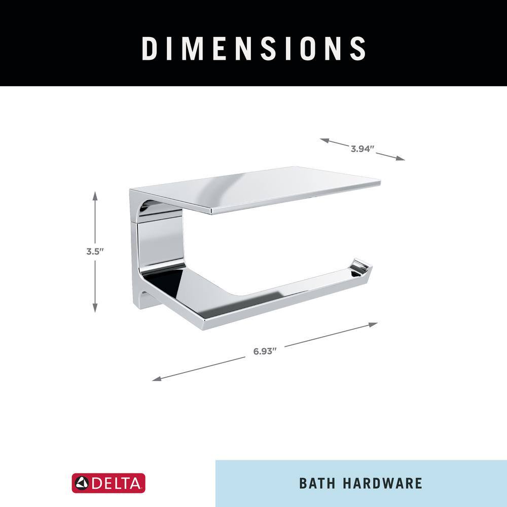 Polished Chrome Modern Wall Mount Toilet Paper Holder with Shelf