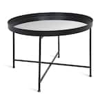 Celia Black 18.89 in. Round Glass (Mirror) Top Coffee Table