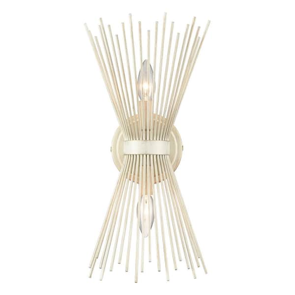 CLAXY 9.75 in. 2-Light White Modern Wall Sconce with Standard Shade