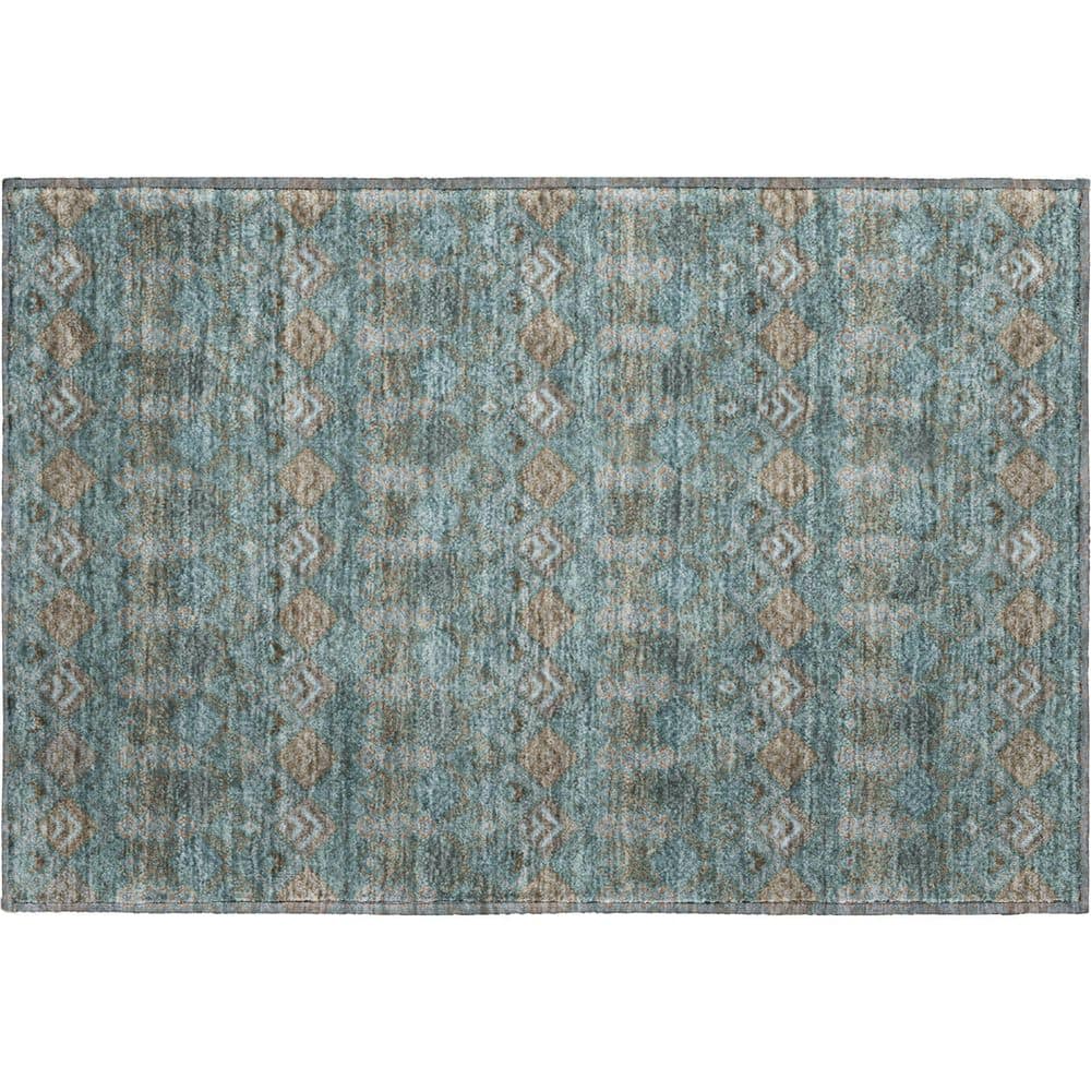Mayfield Premium Machine Washable Abstract AMF2487 Teal 2 ft. x 3 ft. Accent Rug price history on PriceWatchPro