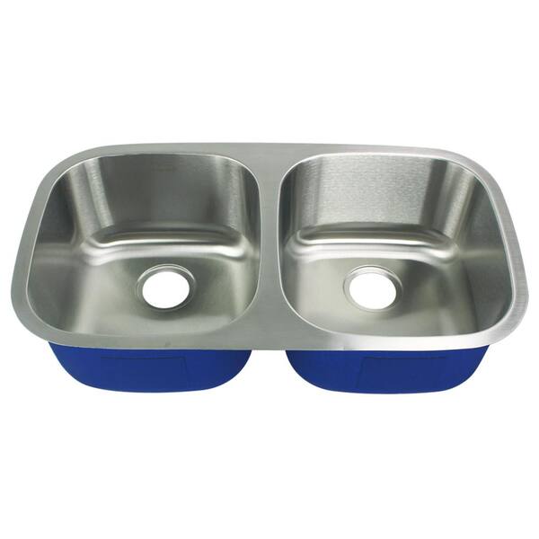 Transolid Meridian Undermount Stainless Steel 32.406 in. 50/50 Double Bowl Kitchen Sink in Brushed Stainless Steel