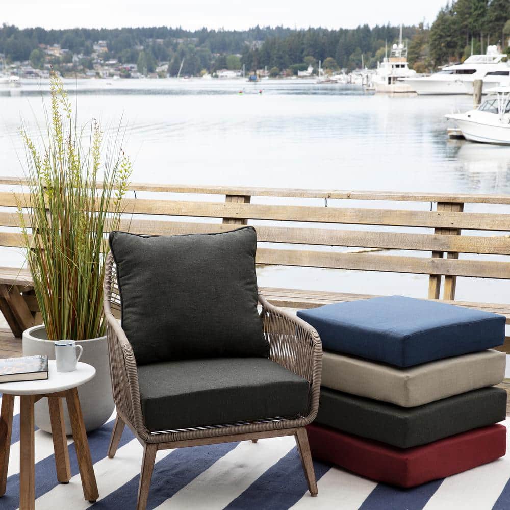 Ink Charcoal Black Recycled Fabric Outdoor Cushion Set