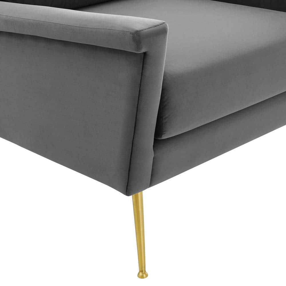 Chesapeake Gold & Gray Velvet Accent Armchair with Brushed Legs