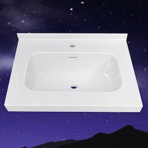 Zeafive 30 in. W x 22 in. D Solid Surface White Rectangular Single