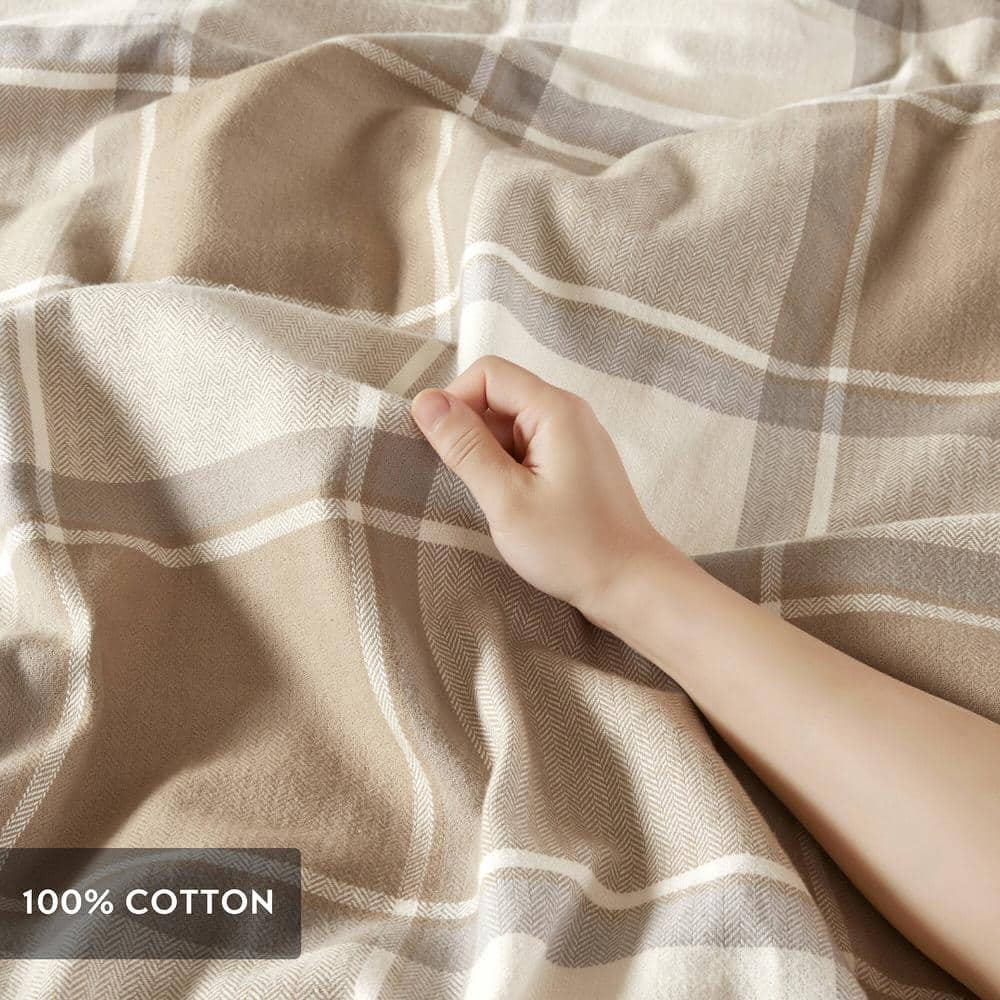 King Size Brown Cotton Jacquard Comforter Set with Decorative Pillows