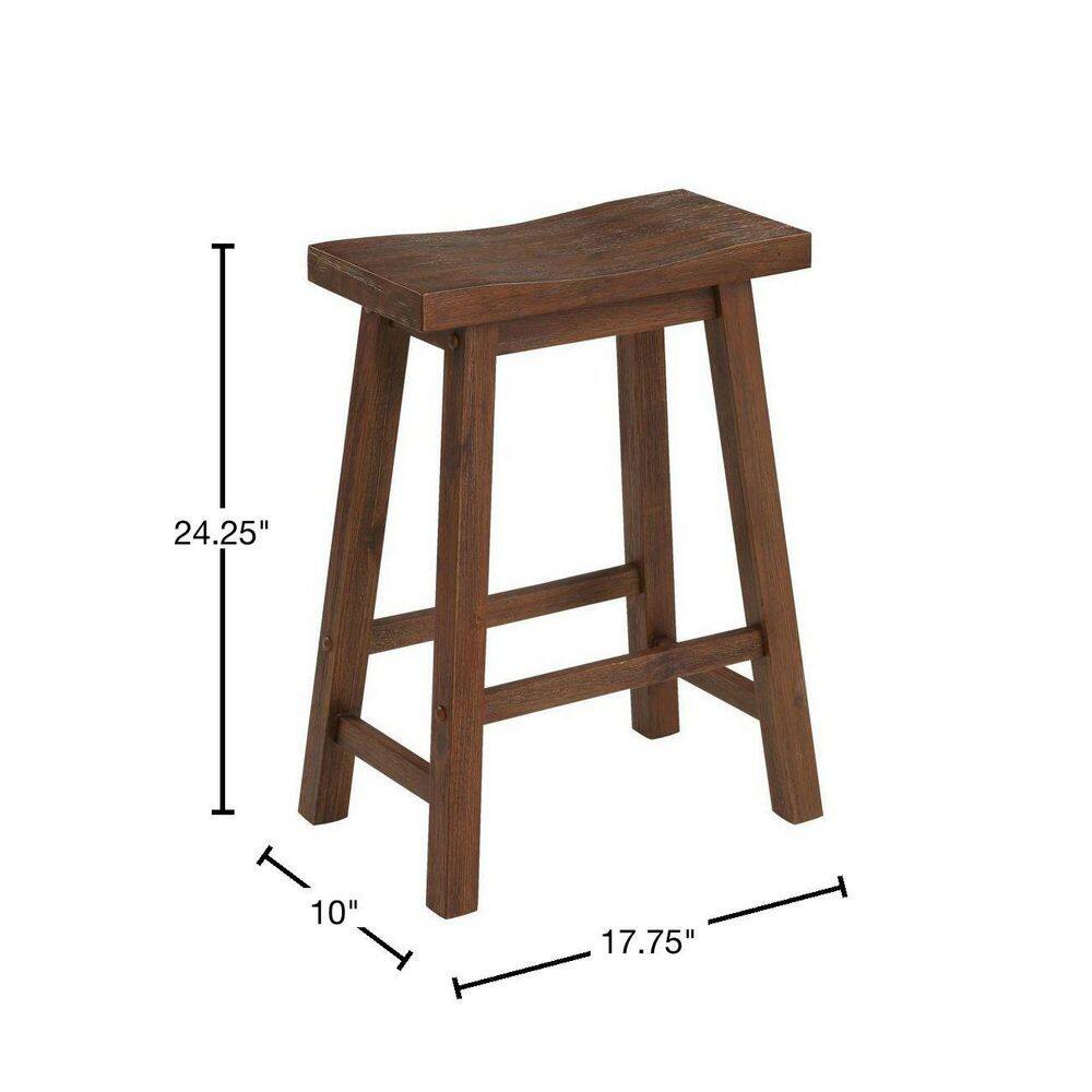 Adjustable Brown Wood Saddle Style Swivel Stool