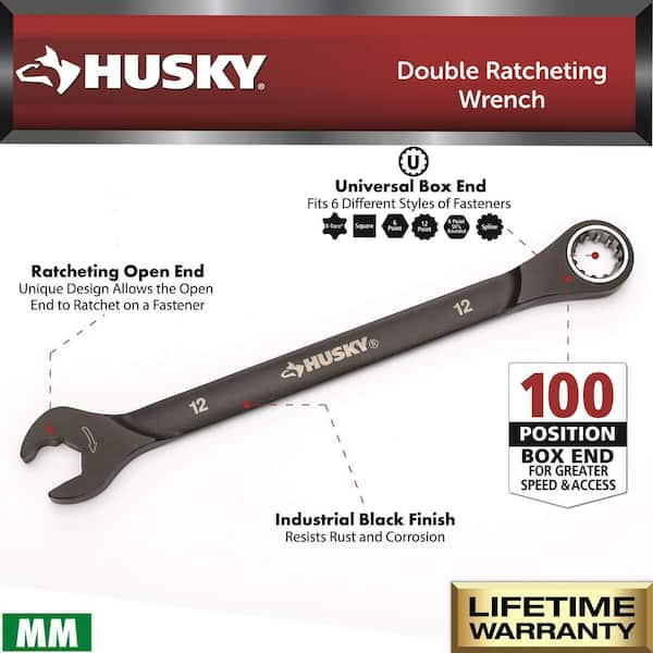 Husky 100-Position MM Double Ratcheting Wrench Set (6-Piece) H100DRW6PCMMN  - The Home Depot