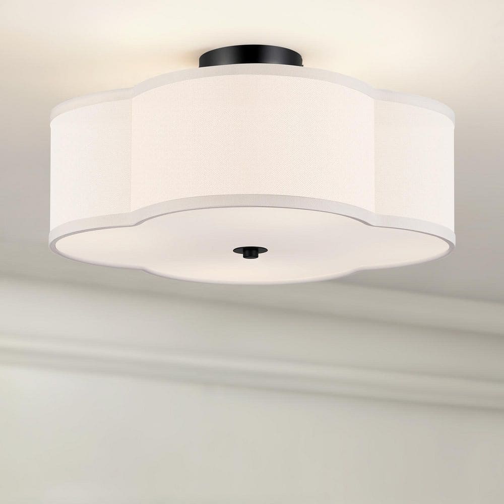 16 in. 4-Light Black Semi Flush Mount Ceiling Light Fixture with Clover Fabric Shade, Acrylic Diffuser and E26 Bases price history on PriceWatchPro