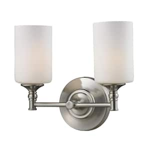 Lawrence 13 in. 2-Light Brushed Nickel Vanity Light