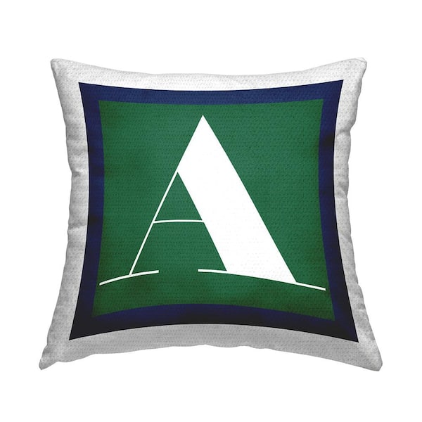 Bold Green Letter A Square Outdoor Throw Pillow