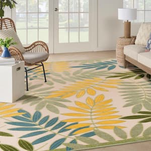 Aloha Green Multicolor 12 ft. x 15 ft. Floral Contemporary Indoor/Outdoor Area Rug