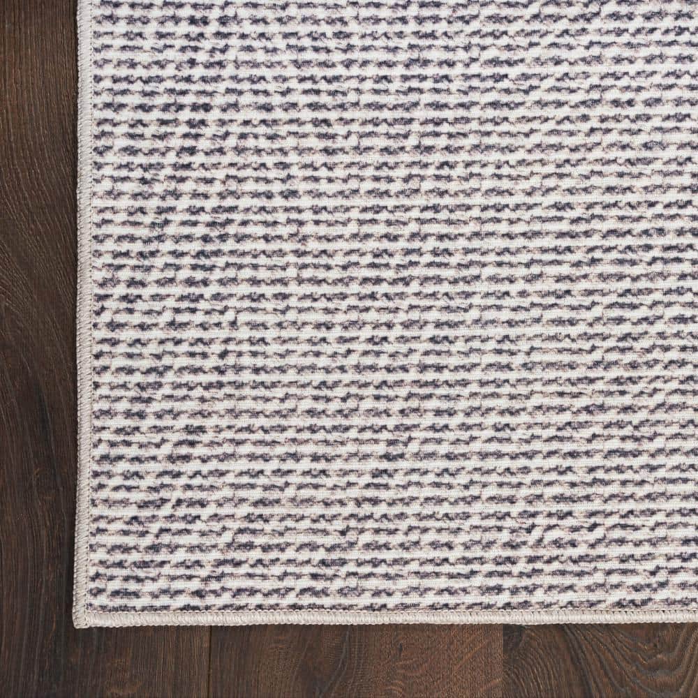 Gray Geometric Cotton Synthetic Rectangular 6' x 9' Area Rug