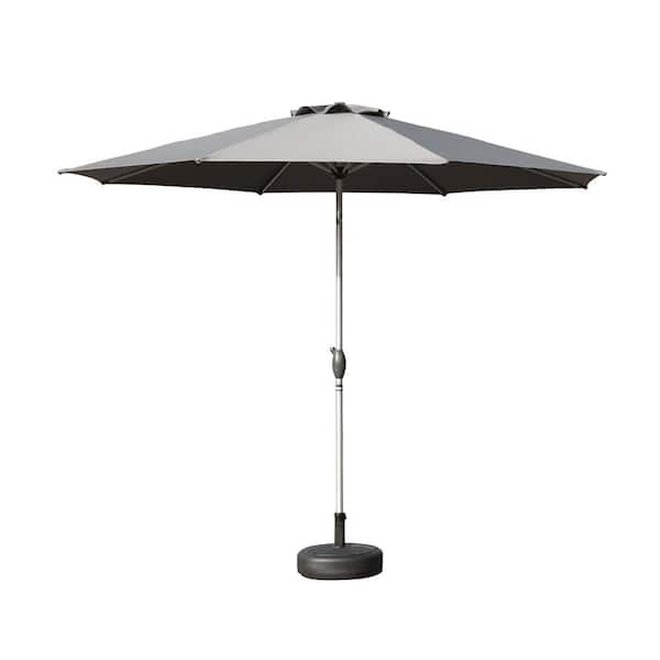 Siavonce 10 ft. x 10 ft. Outdoor Table Patio Umbrella with Push Button Tilt Crank 8 Sturdy Ribs, UV Protection Waterproof, Gray
