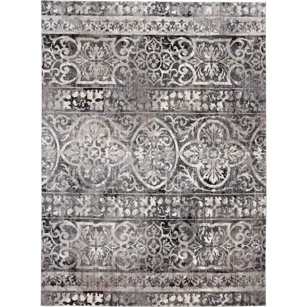 HomeRoots Gray and Ivory Abstract 8 ft. x 11 ft. Area Rug