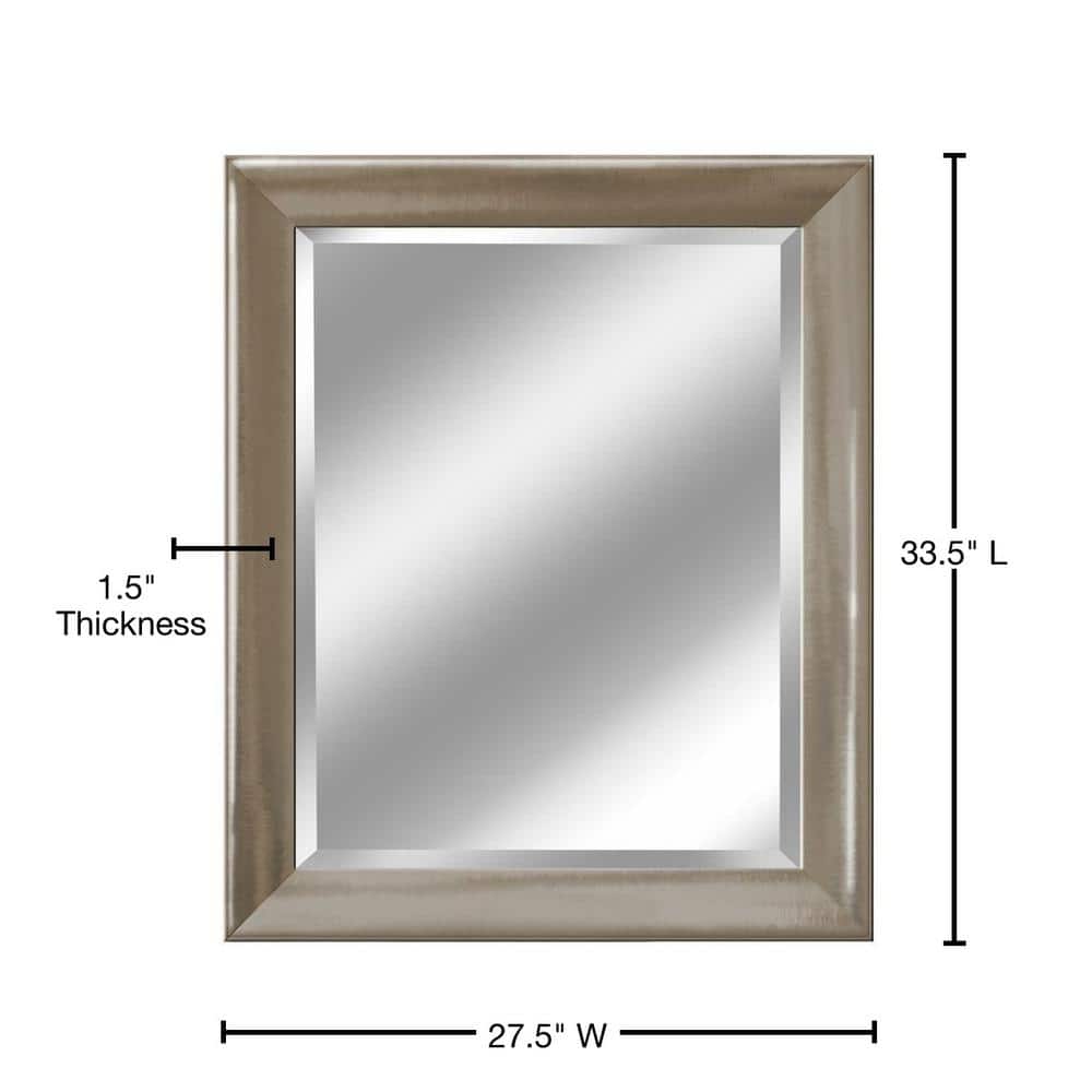 Brushed Nickel Rectangular Beveled Wall Vanity Mirror