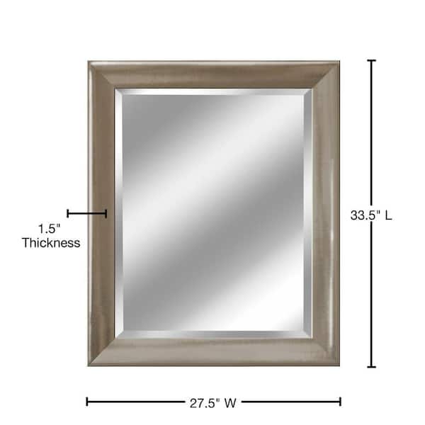 Choose Your Custom size, 28-in Short Side, Brushed Nickel Framed Bathroom Vanity Wall Mirror - 47 x 28-Inch