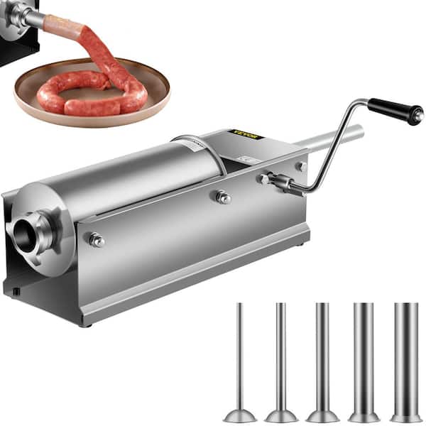 VEVOR Electric Stuffer 25L Stainless Steel Variable Speed Vertical Meat Filler with 5 Filling Funnels Sausages Maker Machine