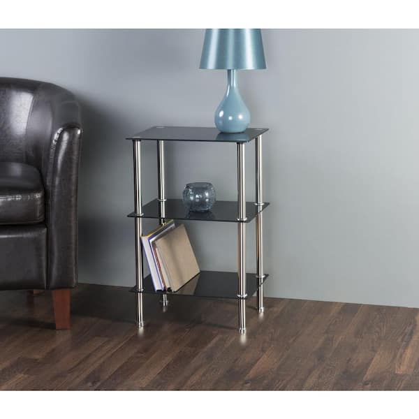 AVF 15.7 in. W x 11.8 in. D Small 3-Tier Shelving Unit in Black